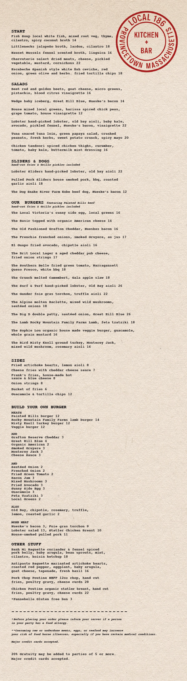 Local 186 Summer 2018 menu
